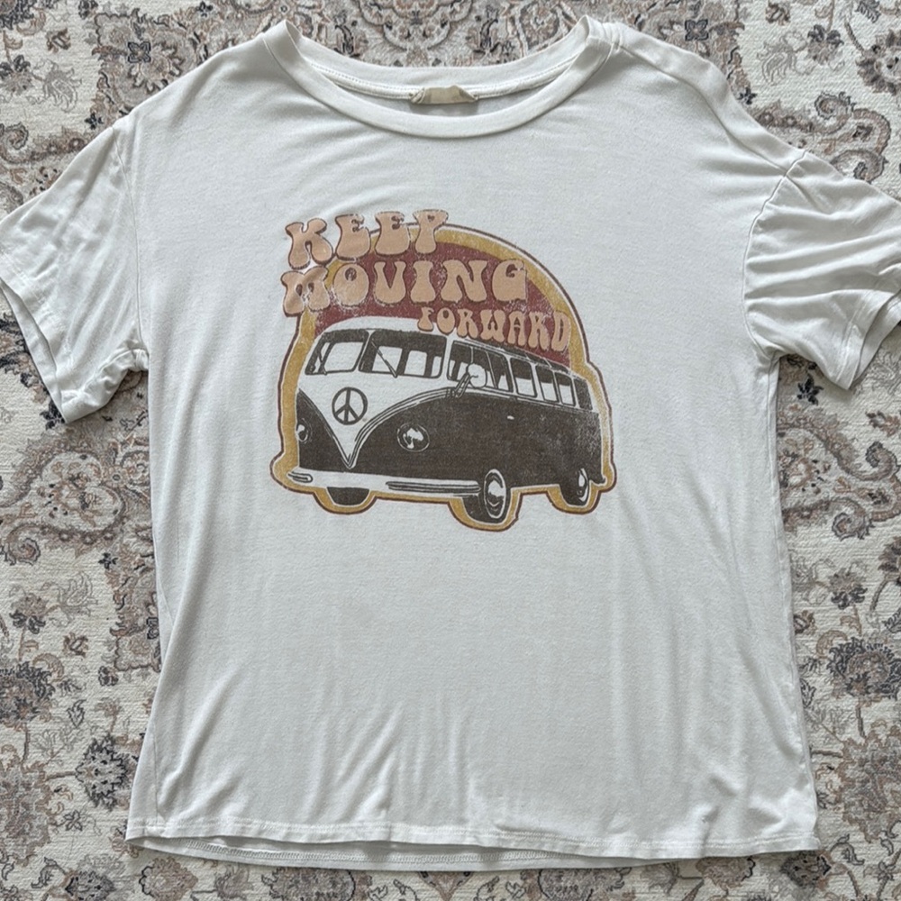 Altar'd State Cream Short Sleeve Tee with Vintage Graphic